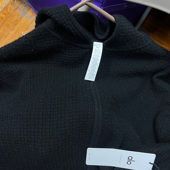 Alo Cashmere Plush Waffle Full Zip Hoodie - Picture 5 of 10